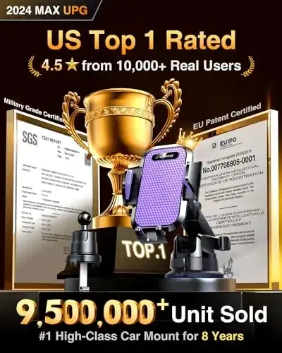 VANMASS [True Military-Grade] Car Phone Holder [Upgraded Suction & Clip] Cell Phone Mount for Dashboard Windshield Vent Truck Cradle Dash Stand for iPhone 16 Pro Max 15 14 13 12 Android, Purple - 3