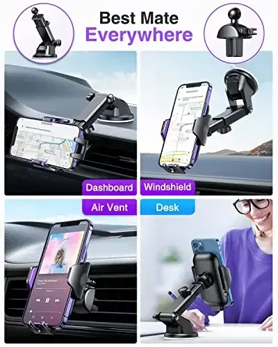 VANMASS Ultimate Car Phone Holder 2025【Military-Grade & Strongest Suction】 Phone Holder for Your Car【Patent & Safety Certs】 Windshield Dashboard Vent Cell Phone Car Mount for iPhone Samsung Android - VANMASS (1)
