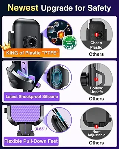 VANMASS Ultimate Car Phone Holder 2025【Military-Grade & Strongest Suction】 Phone Holder for Your Car【Patent & Safety Certs】 Windshield Dashboard Vent Cell Phone Car Mount for iPhone Samsung Android - 6