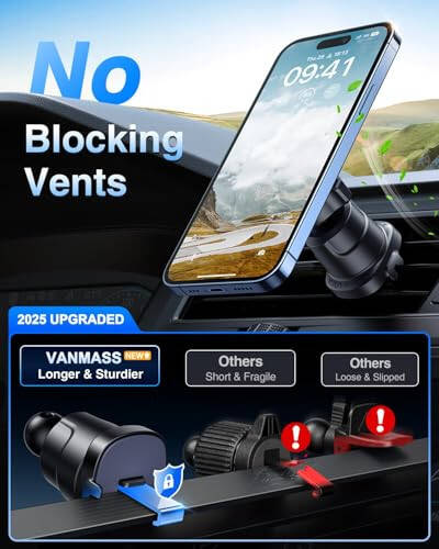 VANMASS Ultra Magnetic Car Phone Holder [2024 Strongest Magnets] for MagSafe Car Mount Suction Cellphone Stand for Dashboard Windshield Vent, Dash Mobile Accessories for iPhone 15 14 13 12 11 Android - 4
