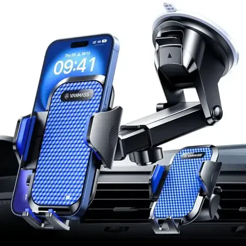 VANMASS Universal Car Phone Holder 2025【Strongest Suction & Military-Grade】Phone Holders for Your Car Windshield Dashboard Vent with【Patent & Safety Certs】Cell Phone Mount for iPhone Samsung Android - 1