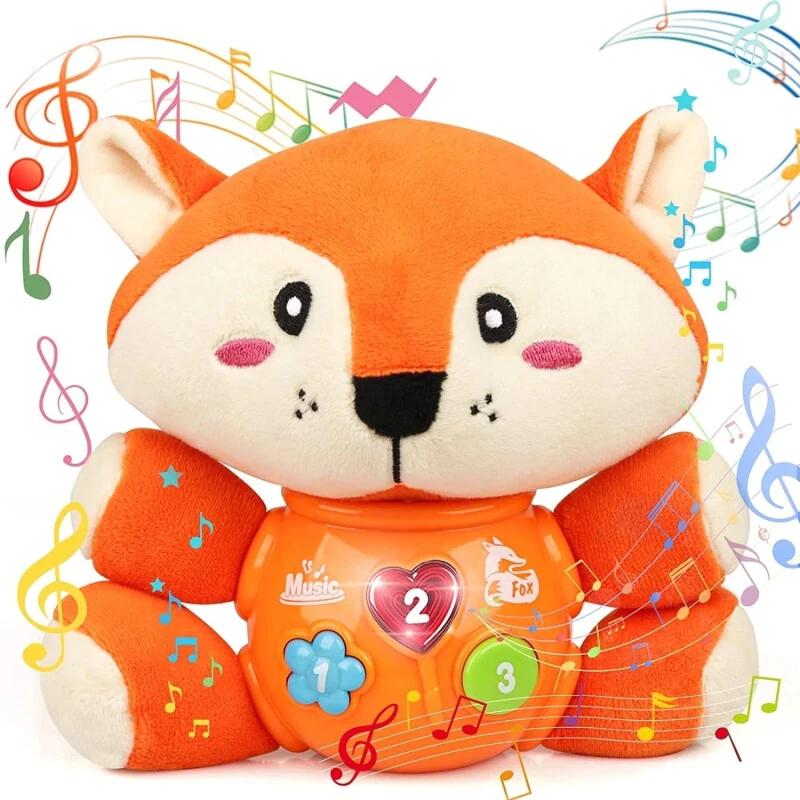 Vanmor Plush Fox Baby Toys 0 3 6 9 12 Months, Newborn Baby Musical Light Up Fox Stuffed Animal Baby Toys, for 0-3 3-6 6-12 Months Boys Girls for Infants Baby Gifts - VANMOR