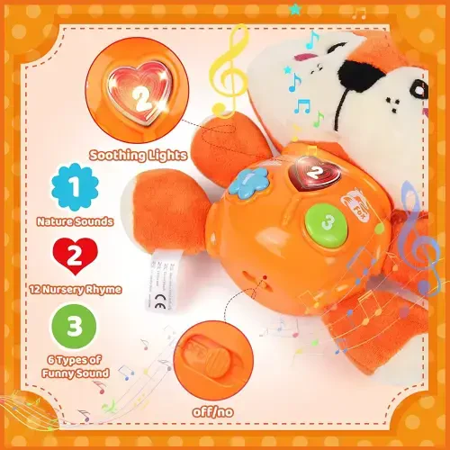 Vanmor Plush Fox Baby Toys 0 3 6 9 12 Months, Newborn Baby Musical Light Up Fox Stuffed Animal Baby Toys, for 0-3 3-6 6-12 Months Boys Girls for Infants Baby Gifts - VANMOR (1)