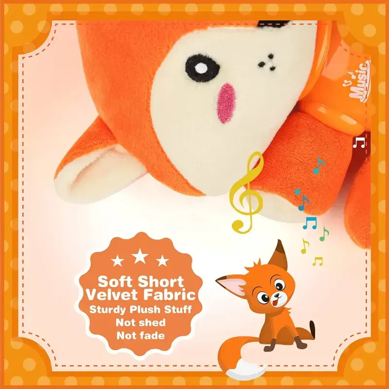 Vanmor Plush Fox Baby Toys 0 3 6 9 12 Months, Newborn Baby Musical Light Up Fox Stuffed Animal Baby Toys, for 0-3 3-6 6-12 Months Boys Girls for Infants Baby Gifts - 5