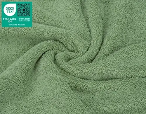 Vanna uchun American Soft Linen hashamatli yuvinish sochiqlari, 600 GSM 100% paxta 4 qismli Turk yuvinish sochiqlari to'plami, tana va yuz uchun 13x13 dyuymli yumshoq lattalar, Sage Green yuvinish sochiqlari - 3