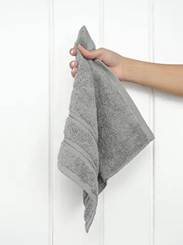 Vanna uchun American Soft Linen hashamatli yuz sochiqlari, 600 GSM 100% Paxta, 4 qismli Turk yuz sochiq to'plami, Tana va yuz uchun 13x13 dyuymli yumshoq sochiqlar, Och kulrang sochiqlar - 2