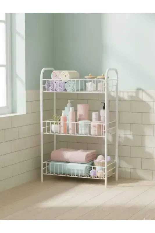 Vanna xona metall tokchasi Vanna xonasi tashkilotchisi Ko'p maqsadli metall tokcha-Oq - 2