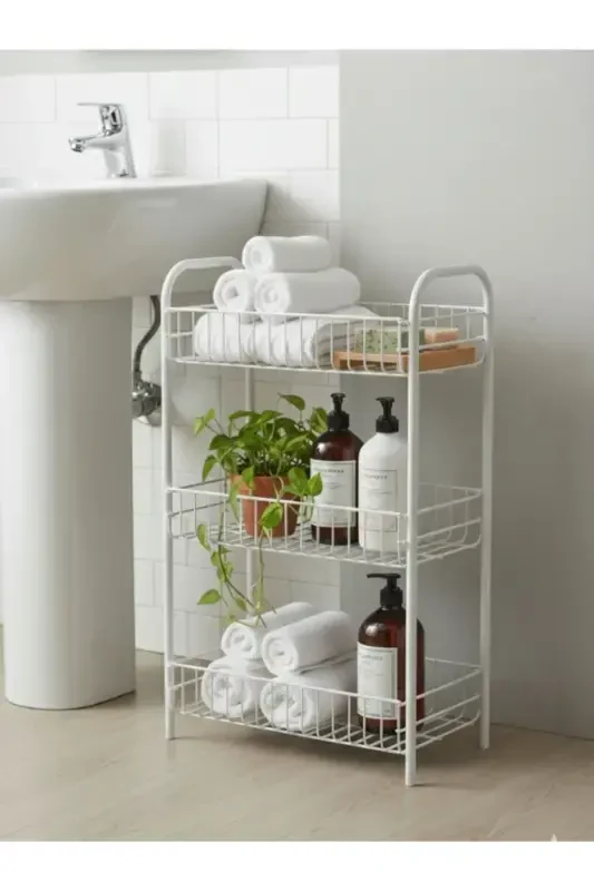 Vanna xona metall tokchasi Vanna xonasi tashkilotchisi Ko'p maqsadli metall tokcha-Oq - 3