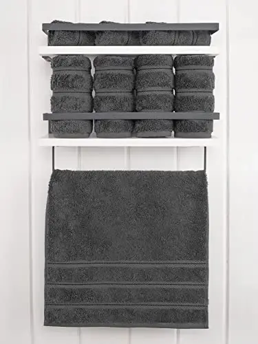 Vanna xonasi uchun American Soft Linen hashamatli qo'l sochiqlari, 600 GSM og'ir vazn 16x28 o'lcham 100% paxta Turk 4 qismli qo'l va yuz sochiq to'plami, To'q kulrang qo'l sochiqlari - 2