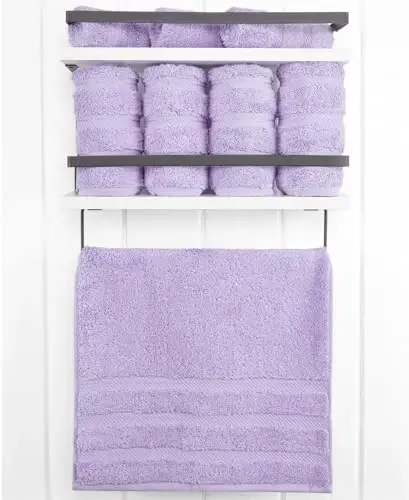 Vanna xonasi uchun American Soft Linen hashamatli qo'l sochiqlari, 600 GSM og'ir vaznli 16x28 o'lchamli 100% paxta Turk 4 qismli qo'l va yuz sochiq to'plami, Lilak qo'l sochiqlari - 2