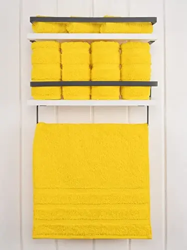Vanna xonasi uchun American Soft Linen hashamatli qo'l sochiqlari, 600 GSM og'ir vaznli 16x28 o'lchamli 100% paxtali Turk 4 dona qo'l va yuz sochiq to'plami, sariq qo'l sochiqlari - 2