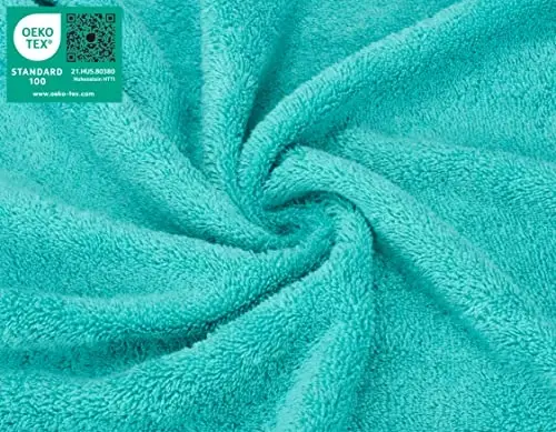 Vanna xonasi uchun American Soft Linen hashamatli yuvinish sochiqlari, 600 GSM 100% paxta, 4 qismli Turk yuvinish sochiqlar to'plami, tana va yuz uchun 13x13 yumshoq lattalar, firuza ko'k yuvinish sochiqlari - 3
