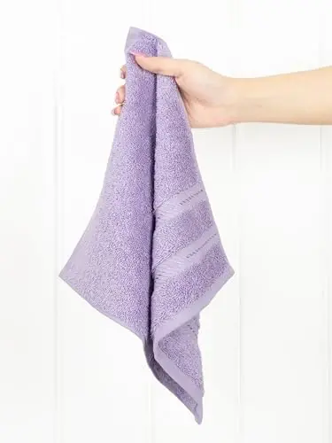 Vanna xonasi uchun American Soft Linen hashamatli yuvish sochiqlari, 600 GSM 100% paxta 4 qismli turkcha yuvish sochiqlar to'plami, tana va yuz uchun 13x13 dyuymli yumshoq sochiqlar, Lilak sochiqlari - 2