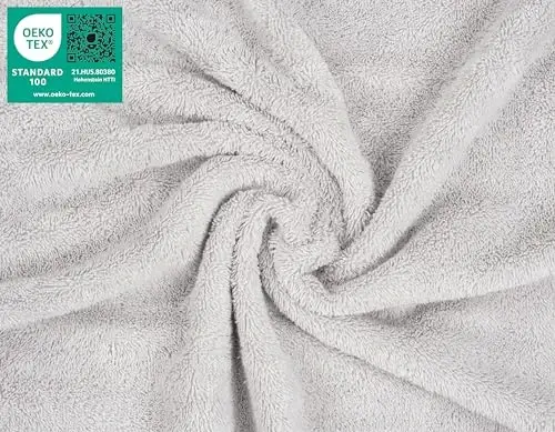Vanna xonasi uchun American Soft Linen hashamatli yuz artqichlari, 600 GSM 100% paxta 4 qismli Turkcha yuz artqichi to‘plami, tana va yuz uchun 13x13 dyuymli yumshoq matolar, kumush rangli yuz artqichlari - 3