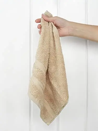 Vanna xonasi uchun American Soft Linen hashamatli yuz sochiqlari, 600 GSM 100% Paxta 4 qismli Turk yuz sochiq to‘plami, Tana va yuz uchun 13x13 dyuymli yumshoq sochiqlar, Bej rangli sochiqlar - 2