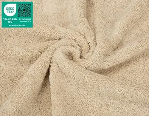 Vanna xonasi uchun American Soft Linen hashamatli yuz sochiqlari, 600 GSM 100% Paxta 4 qismli Turk yuz sochiq to‘plami, Tana va yuz uchun 13x13 dyuymli yumshoq sochiqlar, Bej rangli sochiqlar - 3