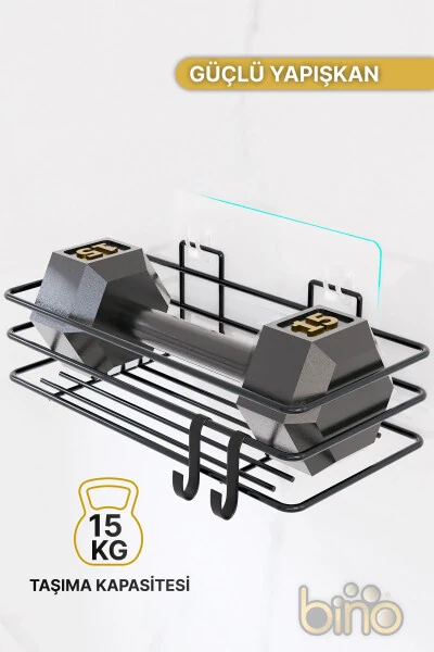Ваннахона тартибловчи шампунлик, совунлик 1 дона Люкс металл ёпиштиргичли 2 илмоқли душ рафи органайзери - 5