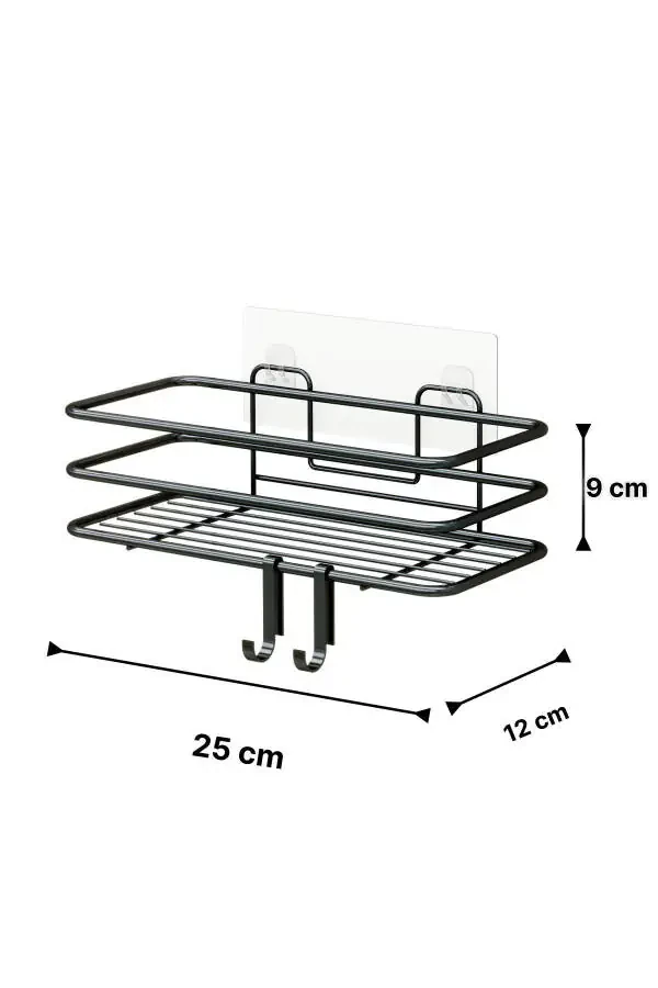 Ваннахона тартибловчи шампунлик, совунлик 1 дона Люкс металл ёпиштиргичли 2 илмоқли душ рафи органайзери - 7