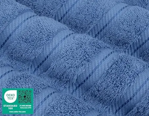 Vannaxona uchun American Soft Linen hashamatli qo'l sochiqlari, 600 GSM og'ir vazn 16x28 o'lcham 100% paxta turkcha 4 qismli qo'l va yuz sochiq to'plami, elektr ko'k qo'l sochiqlari - 3