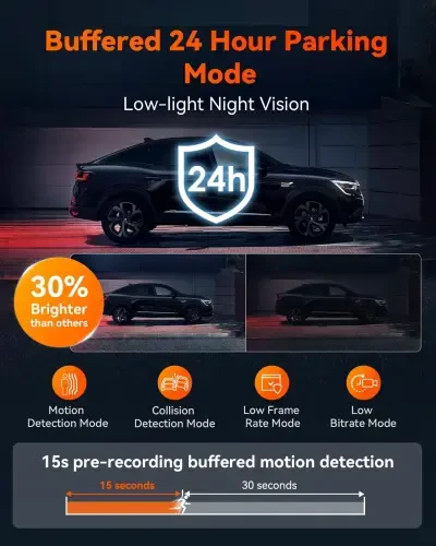 Vantrue 2.7K Dual Dash Cam, STARVIS 2 HDR, 1440P 60FPS, GPS, Voice Control, 24/7 Parking, 512GB Max-BLACK-2CH - 5