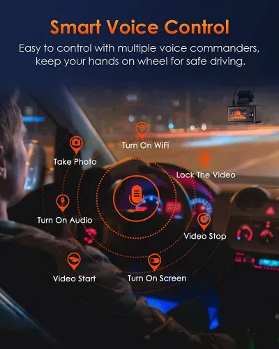 Vantrue 3 Kanal 2.7K WiFi Dash Kamera Oldin va Orqa Ichki, GPS Dash Kamera 1944P+1080P+1080P STARVIS IR Kechasi Ko'rish, Ovozli Boshqaruv, 24 Soatlik To'xtash Rejimi, 512GB gacha qo'llab-quvvatlaydi (Element 3) - 5