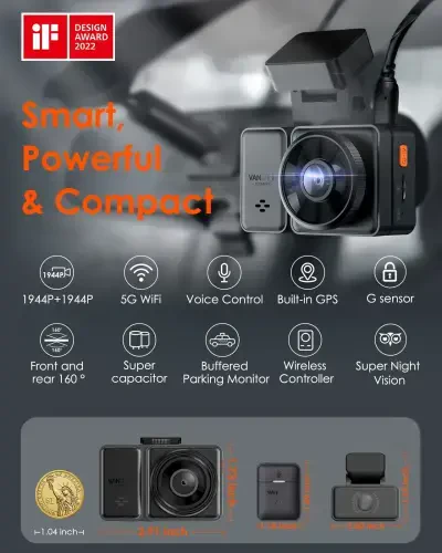 Vantrue Dash Cam Front and Rear with Voice Control, 2.7K + 2.7K Dual Dash Camera for Cars, WiFi, GPS, STARVIS Night Vision, Buffered Parking Mode, G-Sensor, WDR, Support 512GB(E2) - VANTRUE (1)