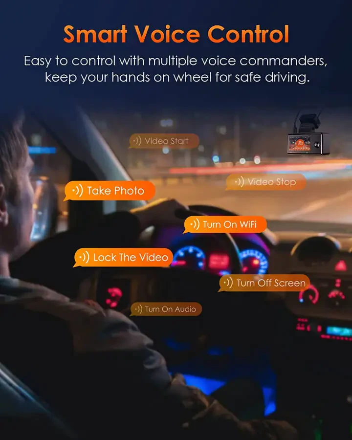 Vantrue E3 2.5K 3 Channel WiFi Dash Cam 1944P+1080P+1080P Front and Rear Inside 3 Way GPS Dash Camera for Car Voice Control IR Night Vision 24 Hrs Parking Mode Motion Detection - 6