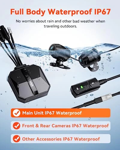 Vantrue F1 Motorcycle 4K Front and Rear Dash Cam, 4K + 1080P Motorcycle Camera, GPS, Full Body Waterproof, Wi-Fi, 160°Wide Angle, Starvis Night Vision, G-Sensor, Parking Mode, Support 512GB Max - 1