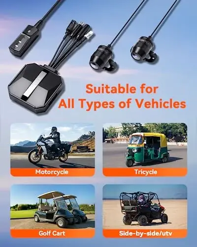 Vantrue F1 Motorcycle 4K Front and Rear Dash Cam, 4K + 1080P Motorcycle Camera, GPS, Full Body Waterproof, Wi-Fi, 160°Wide Angle, Starvis Night Vision, G-Sensor, Parking Mode, Support 512GB Max - 6