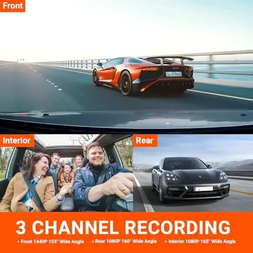 Vantrue N4 3 Kanal Dash Cam, 4K+1080P Oldin va Orqa, 1440P+1440P Oldin va Ichki, 1440P+1440P+1080P Uch Yo'lli Uchlik Avtomobil Kamerasi, IR Kechasi Ko'rish, 24 Soat Turadigan Joy Rejimi, Maksimal 256GB Qo'llab-quvvatlash - VANTRUE (1)