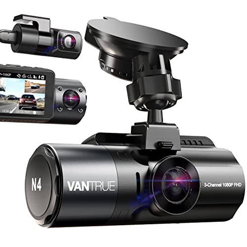 Vantrue N4 3 Kanallı Dash Cam, 4K+1080P Ön ve Arka, 1440P+1440P Ön ve İç, 1440P+1440P+1080P Üç Yönlü Üçlü Araç Kamerası, IR Gece Görüşü, 24 Saat Park Modu, Maksimum 256GB Destek - 1