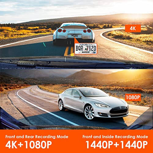 Vantrue N4 3 Kanallı Dash Cam, 4K+1080P Ön ve Arka, 1440P+1440P Ön ve İç, 1440P+1440P+1080P Üç Yönlü Üçlü Araç Kamerası, IR Gece Görüşü, 24 Saat Park Modu, Maksimum 256GB Destek - 4