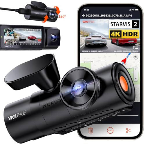 Vantrue N4 Pro 3 Channel 4K WiFi Dash Cam, STARVIS 2 IMX678 Night Vision, 4K+1080P+1080P Front Inside and Rear Triple Car Camera, Voice Control, GPS, 4K HDR, 24 Hours Parking Mode, Support 512GB Max - 2