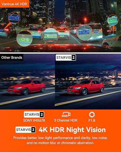 Vantrue N4 Pro 3 Channel 4K WiFi Dash Cam, STARVIS 2 IMX678 Night Vision, 4K+1080P+1080P Front Inside and Rear Triple Car Camera, Voice Control, GPS, 4K HDR, 24 Hours Parking Mode, Support 512GB Max - 4