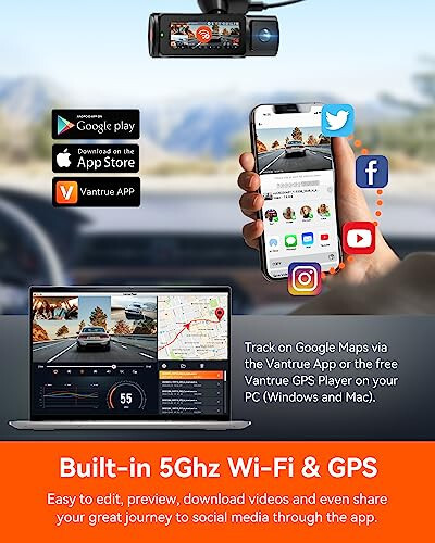 Vantrue N4 Pro 3 Channel 4K WiFi Dash Cam, STARVIS 2 IMX678 Night Vision, 4K+1080P+1080P Front Inside and Rear Triple Car Camera, Voice Control, GPS, 4K HDR, 24 Hours Parking Mode, Support 512GB Max - 5