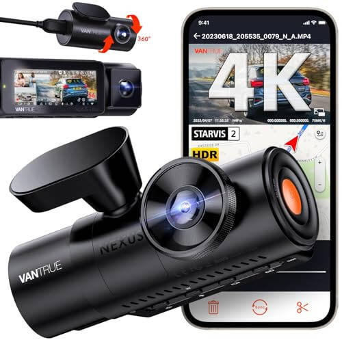 Vantrue N4 Pro 3 Channel 4K WiFi Dash Cam, STARVIS 2 IMX678 Night Vision, 4K+1080P+1080P Front Inside and Rear Triple Car Camera, Voice Control, GPS, 4K HDR, 24 Hours Parking Mode, Support 512GB Max - 1