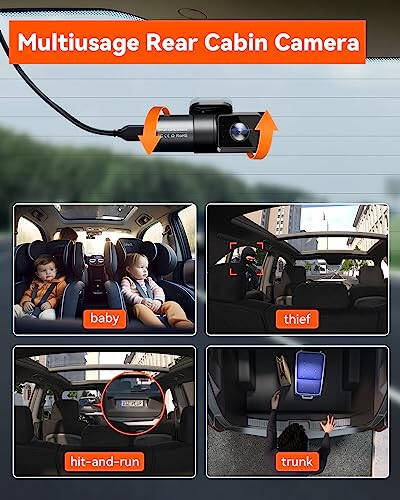 Vantrue N5 4 Channel WiFi 360° All Sides Dash Cam, STARVIS 2 IR Night Vision, 2.7K+1080P*3 Front Rear Inside Dashcam, Voice Control, GPS, 24 Hours Buffered Parking Mode Dash Camera, Support 512GB Max - 4