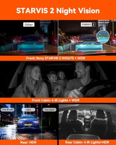 Vantrue N5 4 Channel WiFi 360° All Sides Dash Cam, STARVIS 2 IR Night Vision, 2.7K+1080P*3 Front Rear Inside Dashcam, Voice Control, GPS, 24 Hours Buffered Parking Mode Dash Camera, Support 512GB Max - VANTRUE (1)