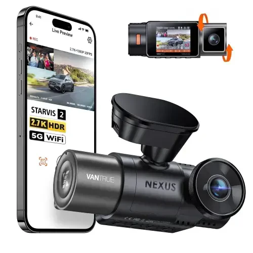 Vantrue Nexus 2X 2.7K Uber Dash Cam, 5G WiFi, HDR, IR Night Vision, STARVIS 2, GPS, 2.5K/60FPS, Parking Mode, Voice Control, Support 512GB Max - 1