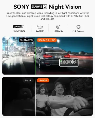 Vantrue Nexus 2X 2.7K Uber Dash Cam, 5G WiFi, HDR, IR Night Vision, STARVIS 2, GPS, 2.5K/60FPS, Parking Mode, Voice Control, Support 512GB Max - 6