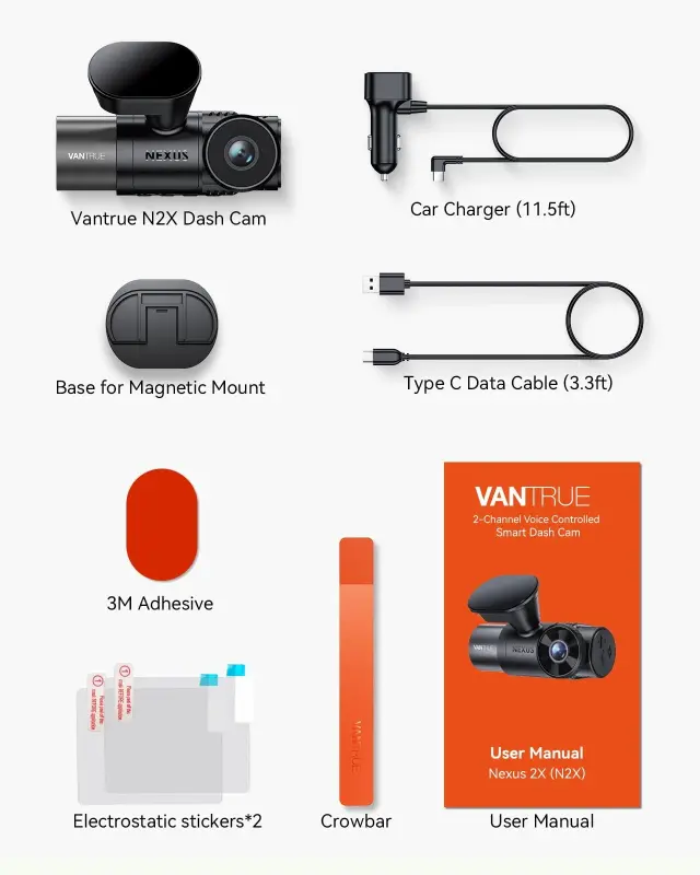Vantrue 2.7K Uber Dash Cam, 5G WiFi Dual Dash Cam Front and Cabin Camera with HDR IR Night Vision, STARVIS 2, GPS, 2.5K/60FPS, G-Sensor, 24/7 Parking Mode, Voice Control, Support 512GB Max - 2