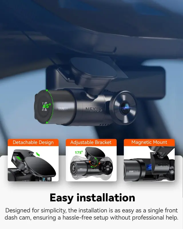 Vantrue 2.7K Uber Dash Cam, 5G WiFi Dual Dash Cam Front and Cabin Camera with HDR IR Night Vision, STARVIS 2, GPS, 2.5K/60FPS, G-Sensor, 24/7 Parking Mode, Voice Control, Support 512GB Max - 6