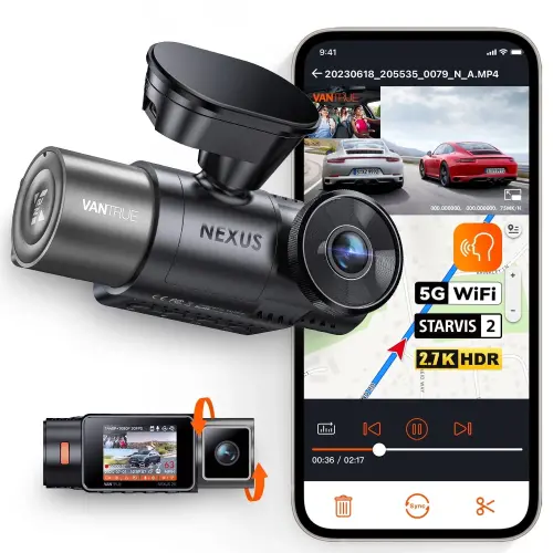 Vantrue 2.7K Uber Dash Cam, 5G WiFi Dual Dash Cam Front and Cabin Camera with HDR IR Night Vision, STARVIS 2, GPS, 2.5K/60FPS, G-Sensor, 24/7 Parking Mode, Voice Control, Support 512GB Max - 7