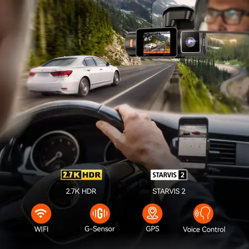 Vantrue 2.7K Uber Dash Cam, 5G WiFi Dual Dash Cam Front and Cabin Camera with HDR IR Night Vision, STARVIS 2, GPS, 2.5K/60FPS, G-Sensor, 24/7 Parking Mode, Voice Control, Support 512GB Max - 8