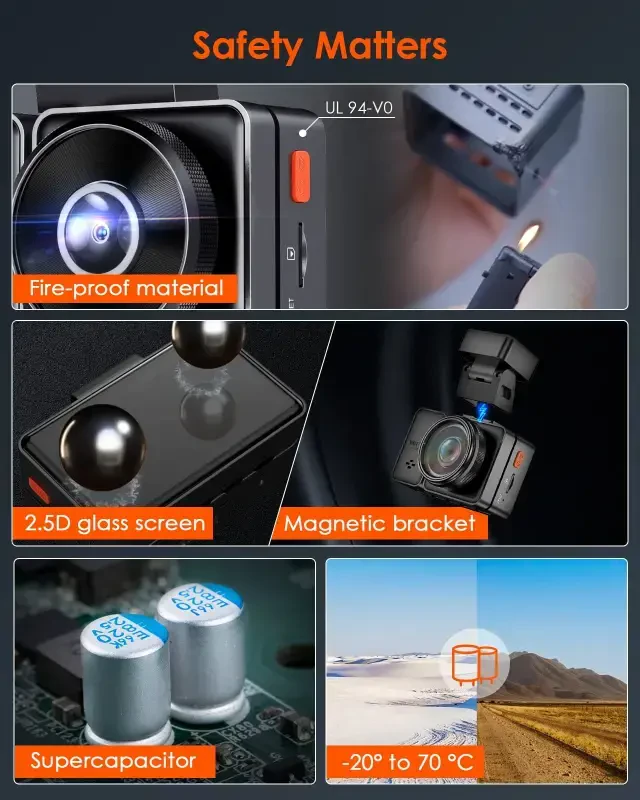 Vantrue old va orqa video registratori, ovozli boshqaruv, 2.7K + 2.7K ikki kamerali avtomobil video registratori, WiFi, GPS, STARVIS tungi ko'rish, buferlangan to'xtash rejimi, G-sensor, WDR, 512GB(E2) qo'llab-quvvatlaydi. - 3