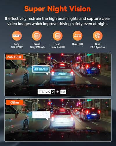 Vantrue S1 Pro 2.7K Front and Rear 5G WiFi Dual Dash Cam, STARVIS 2 HDR Night Vision, LTE Support, 1440P 60FPS Hidden Dash Camera for Cars, GPS, Voice Control, 24/7 Parking Mode, Support 512GB Max - 4
