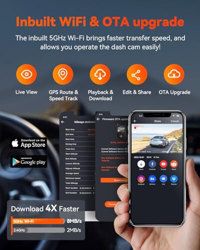 Vantrue S1 Pro 2.7K Передняя и задняя 5G Wi-Fi двойная автомобильная камера, STARVIS 2 HDR ночное видение, поддержка LTE, 1440P 60FPS скрытая автомобильная камера, GPS, голосовой контроль, круглосуточный режим парковки, поддержка 512 ГБ максимум - 4