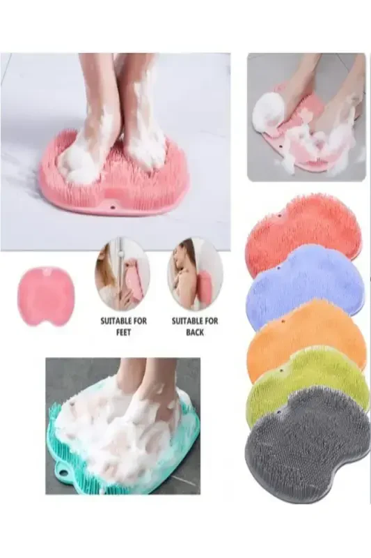 Vantuzlu Banyo Fırçası Masaj Pedi Sırt Ayak Kesesi Yıkama Aleti-karışık - 1