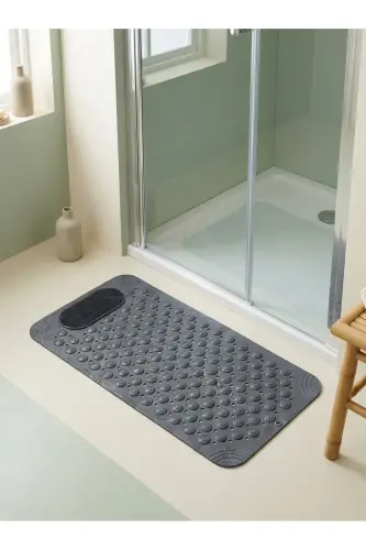 Vantuzlu Banyo ve Duş Kaydırmazı Duşa Kabin Küvet İçi Vantuzlu Banyo Paspası 36x69,5 cm. -Gri - 7