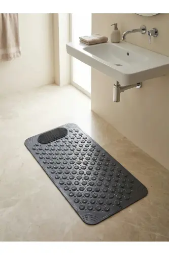 Vantuzlu Banyo ve Duş Kaydırmazı Duşa Kabin Küvet İçi Vantuzlu Banyo Paspası 36x69,5 cm. -Gri - 8